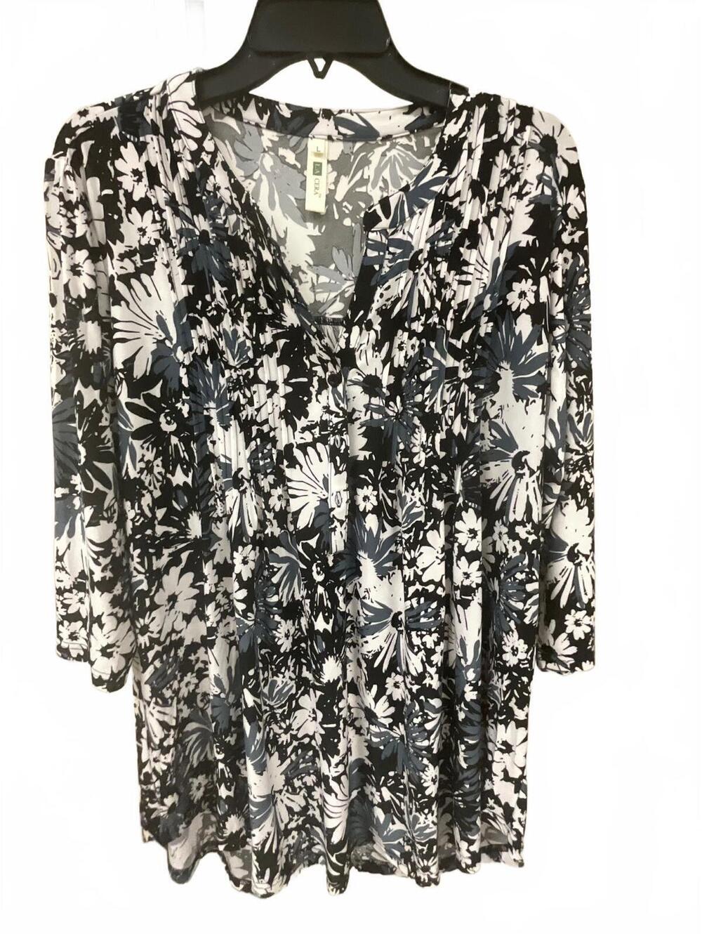 Floral Print Pleated Front Tunic Top